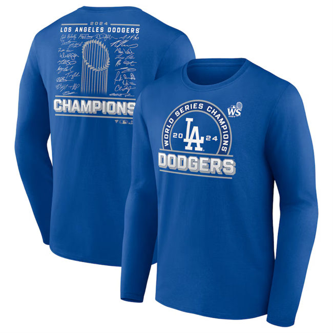 Men's Royal Los Angeles Dodgers 2024 World Series Champions Signature Roster Long Sleeve T-Shirt